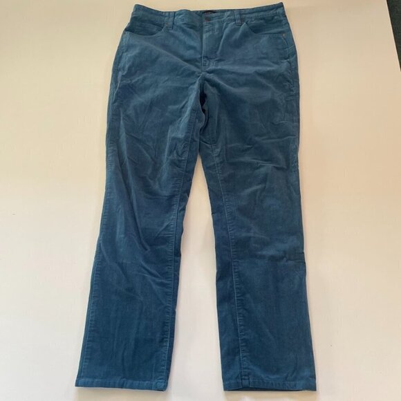 Talbots Pant Trouser Corduroy Teal Straight Leg Classic Winter Preppy Stretch - Picture 1 of 9